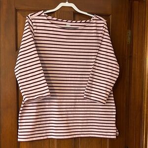 Land’s End Striped Pink and burgundy 3/4 sleeve Women's Tunic Top. Never worn.